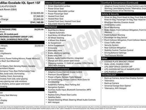 Certified 2026 Cadillac Escalade IQL Sport 1 w/ LPO, ONYX Package AWD/4WD image 33