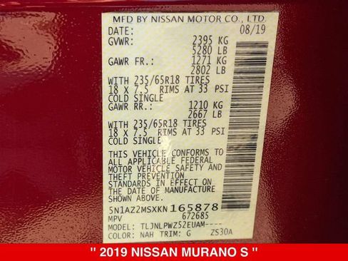 Used 2019 Nissan Murano S AWD/4WD image 39