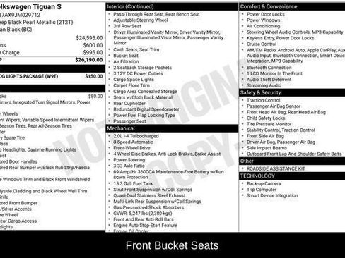 Used 2018 Volkswagen Tiguan S w/ Front Fog Lights Package image 9