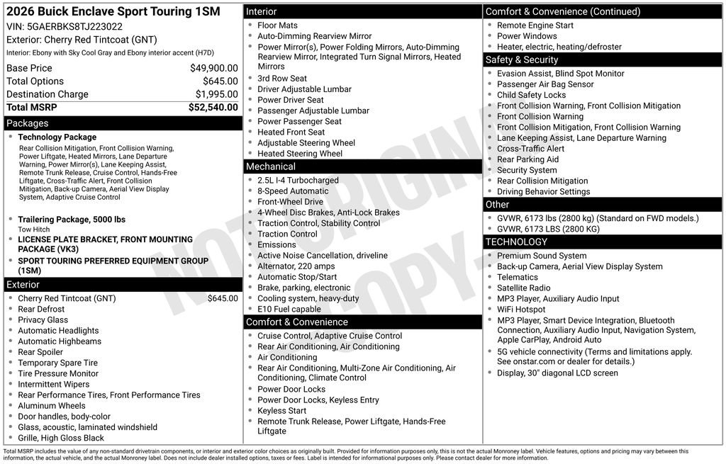 Used 2026 Buick Enclave Sport Touring FWD image 42