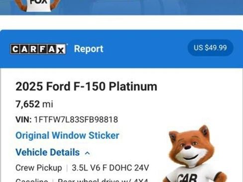 Used 2025 Ford F150 Platinum w/ FX4 Off-Road Package AWD/4WD image 7