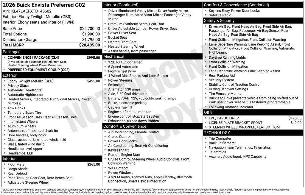 New 2026 Buick Envista Preferred w/ Convenience I Package FWD image 6