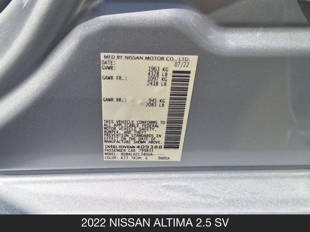 Used 2022 Nissan Altima 2.5 SV FWD image 24