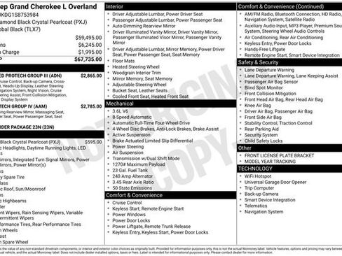 New 2025 Jeep Grand Cherokee L Overland w/ Advanced Protech Group III image 20