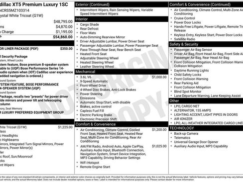 Used 2021 Cadillac XT5 Premium Luxury w/ LPO, Floor Liner Package image 7