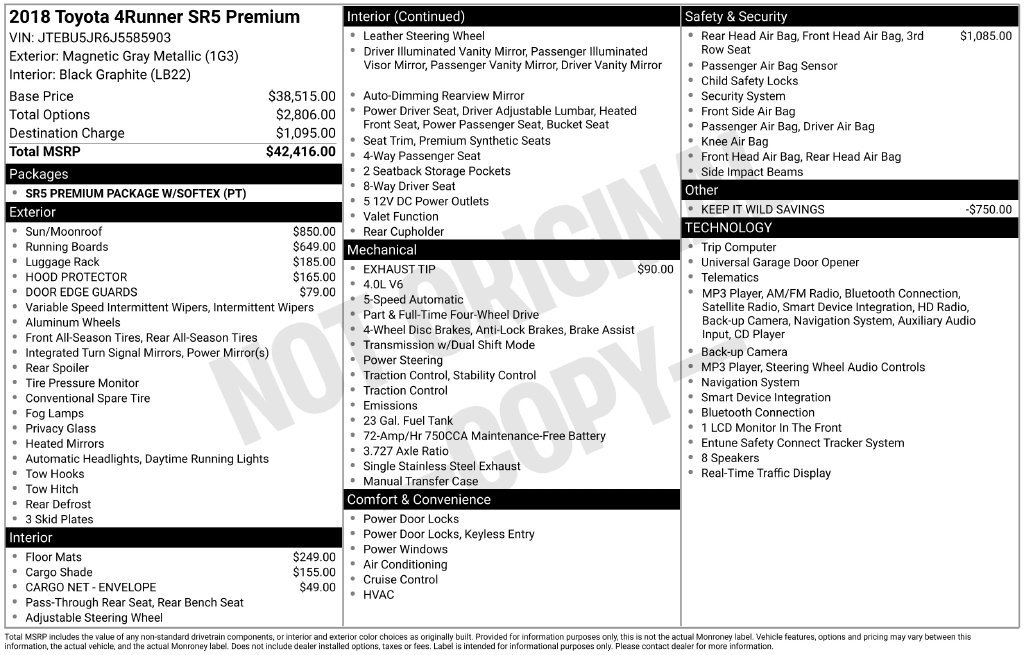 Used 2018 Toyota 4Runner SR5 Premium AWD/4WD image 13