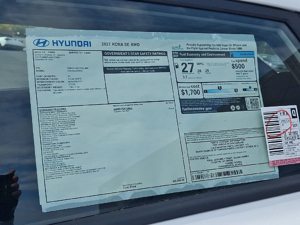 New 2027 Hyundai Kona SE AWD/4WD image 3