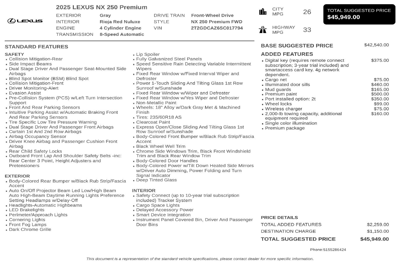 Used 2025 Lexus NX 250 FWD w/ Accessory Package (2T) image 3