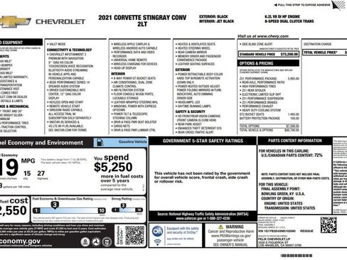 Used 2021 Chevrolet Corvette Stingray Preferred Conv w/ Z51 Performance Package image 3