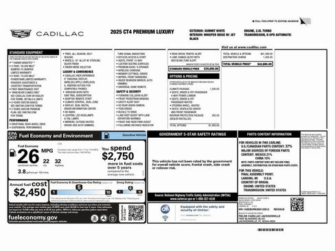 Used 2025 Cadillac CT4 Premium Luxury w/ Climate Package RWD image 2