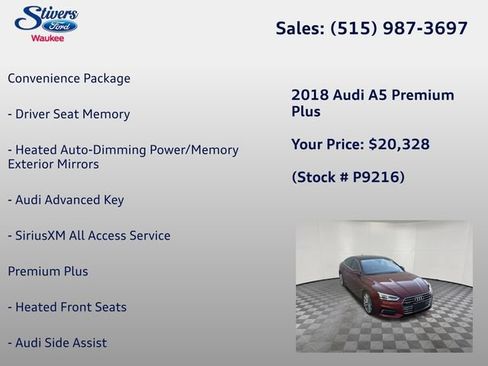 Used 2018 Audi A5 2.0T Premium Plus w/ Premium Plus AWD/4WD image 16