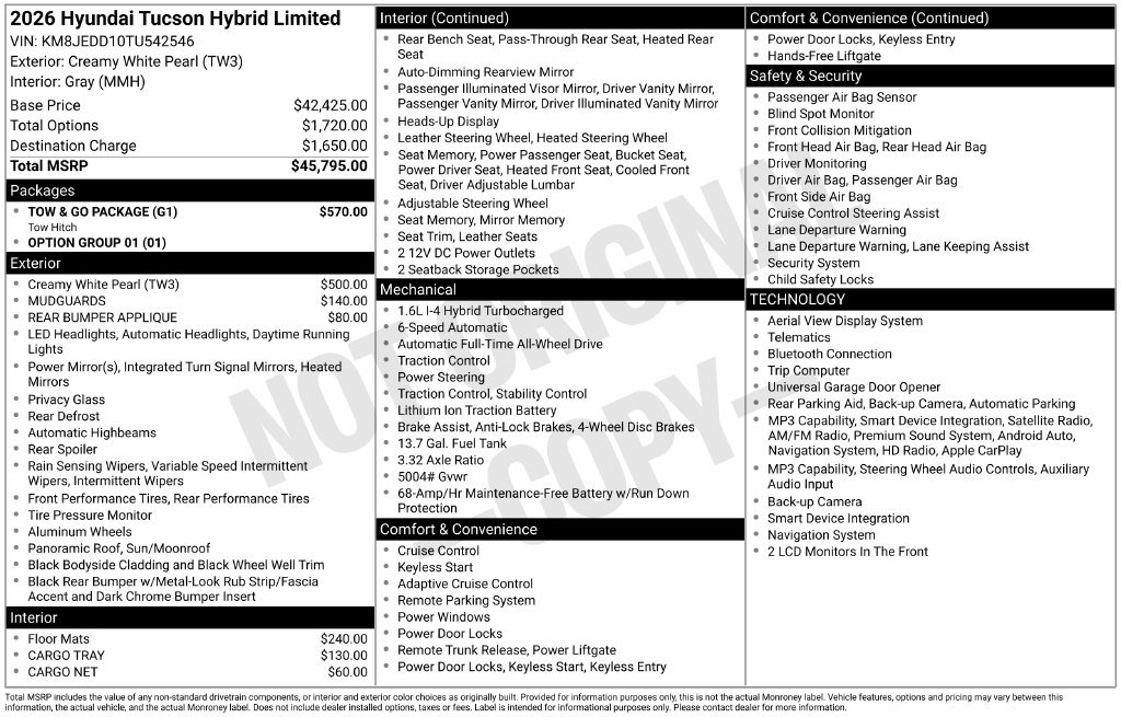 New 2026 Hyundai Tucson Limited w/ Tow & Go Package AWD/4WD image 8
