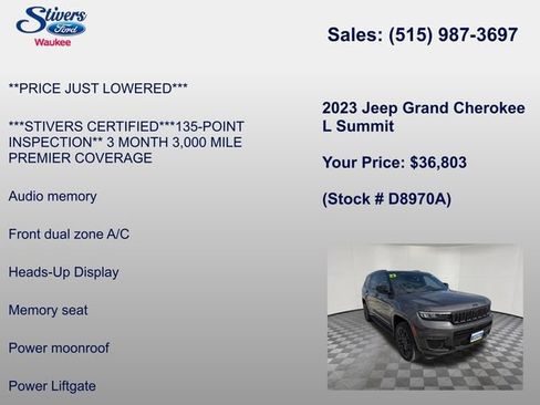 Used 2023 Jeep Grand Cherokee L Summit w/ Advanced Protech Group IV AWD/4WD image 22