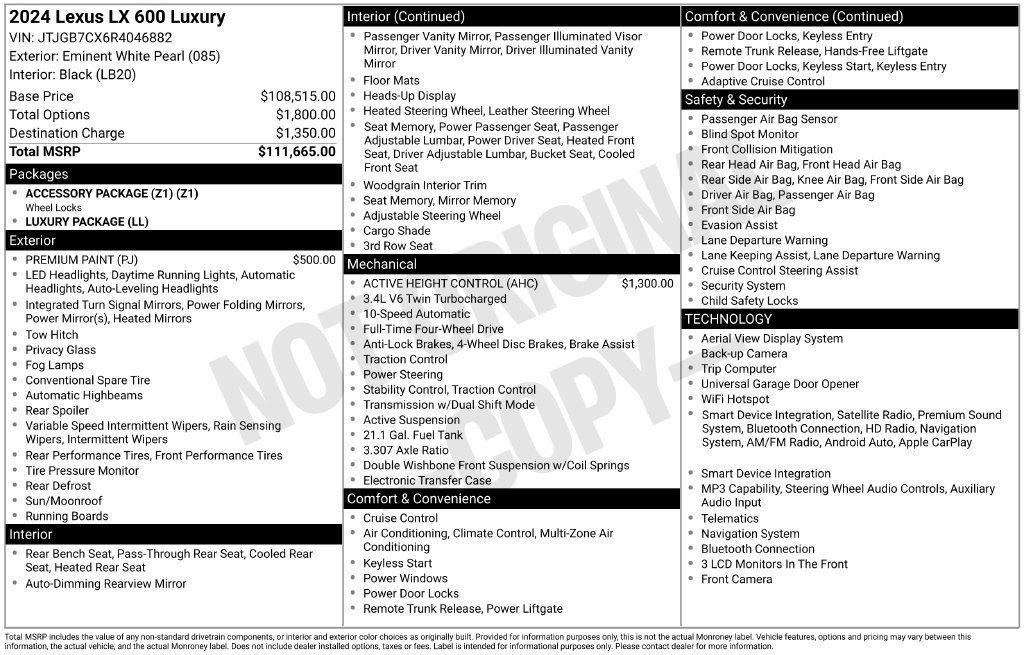 Used 2024 Lexus LX 600 4WD w/ Luxury Package image 41