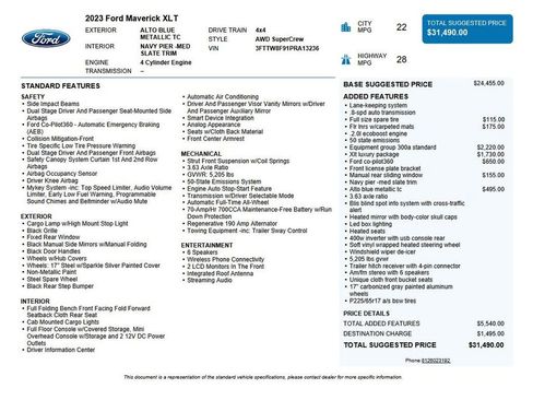 Used 2023 Ford Maverick XLT w/ Equipment Group 300A Standard image 35