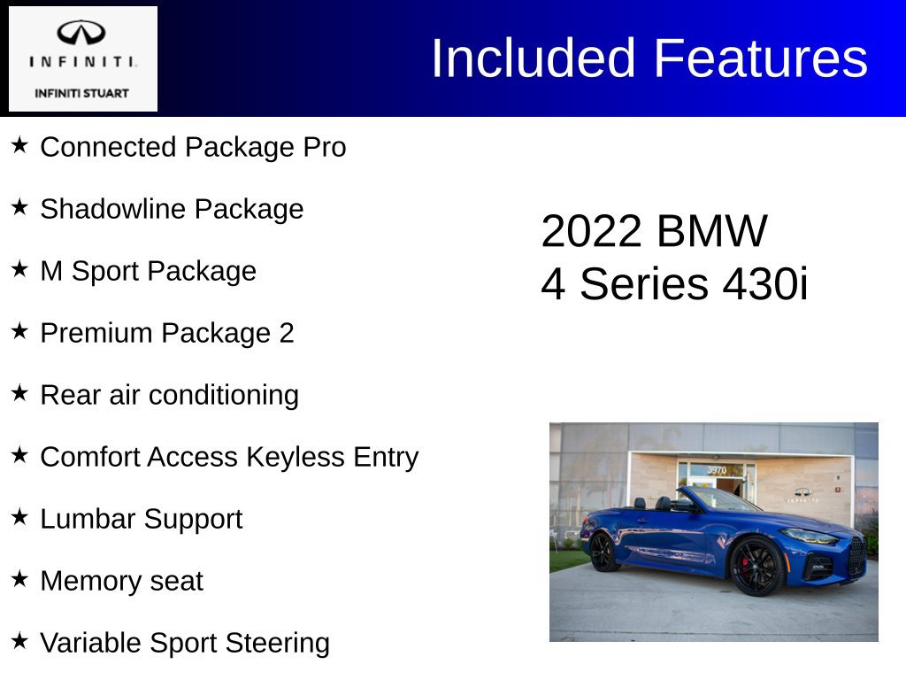 Used 2022 BMW 430i Convertible w/ M Sport Package RWD image 3