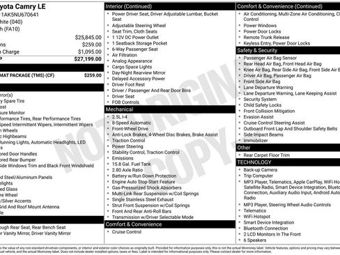 Used 2022 Toyota Camry LE w/ Carpet Mat Package (TMS) FWD image 5