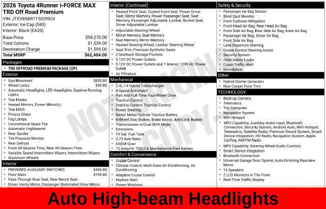Used 2026 Toyota 4Runner TRD Off-Road Premium AWD/4WD image 50