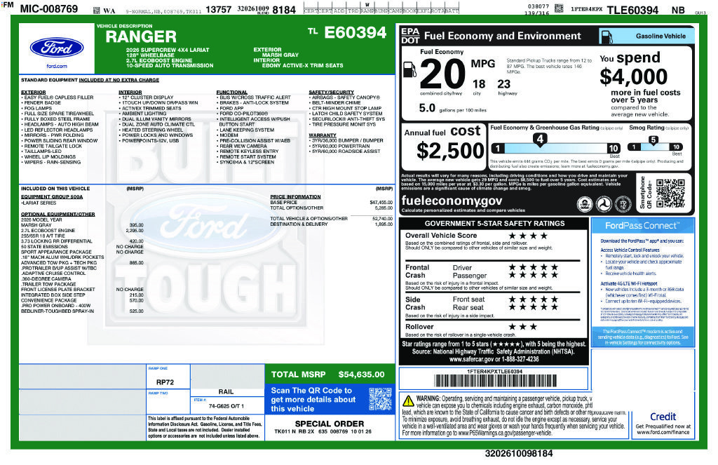 New 2026 Ford Ranger Lariat AWD/4WD image 2