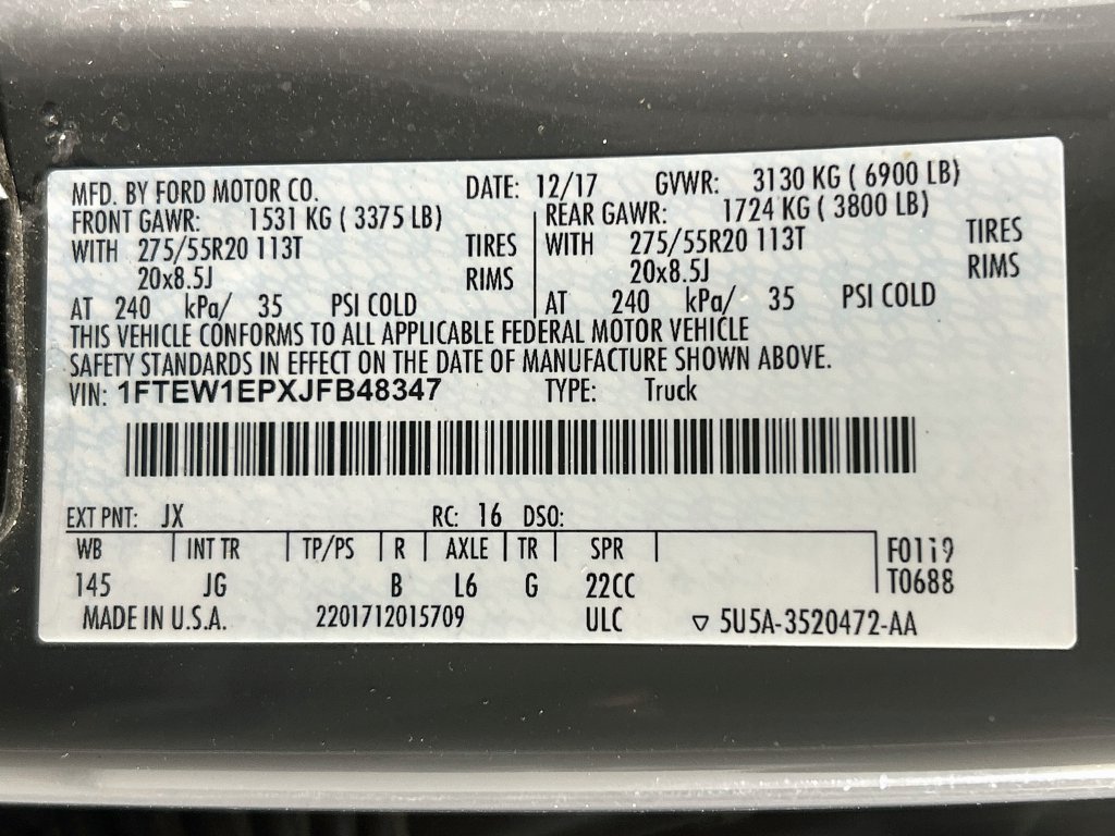 Certified 2018 Ford F150 XL w/ Equipment Group 101A Mid AWD/4WD image 35