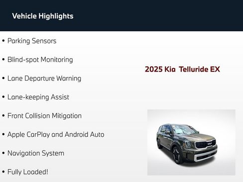 Used 2025 Kia Telluride EX w/ EX Captain's Chair Package FWD image 71