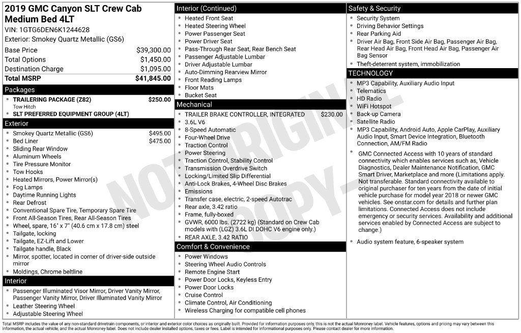 Used 2019 GMC Canyon SLT w/ Trailering Package AWD/4WD image 7