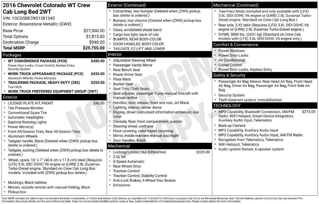 Used 2016 Chevrolet Colorado W/T w/ WT Convenience Package RWD image 20