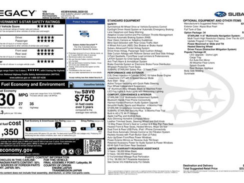 Used 2020 Subaru Legacy Limited w/ Popular Package #2 image 11