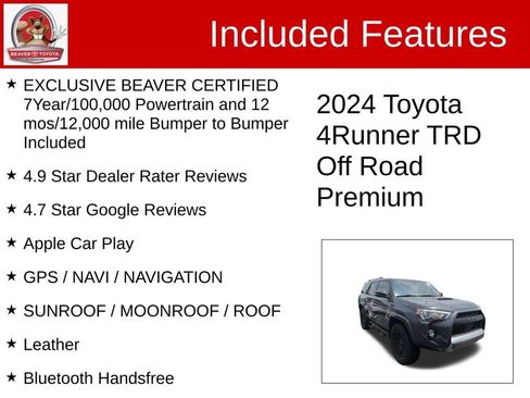 Used 2024 Toyota 4Runner TRD Off-Road Premium w/ Moonroof Package AWD/4WD image 4