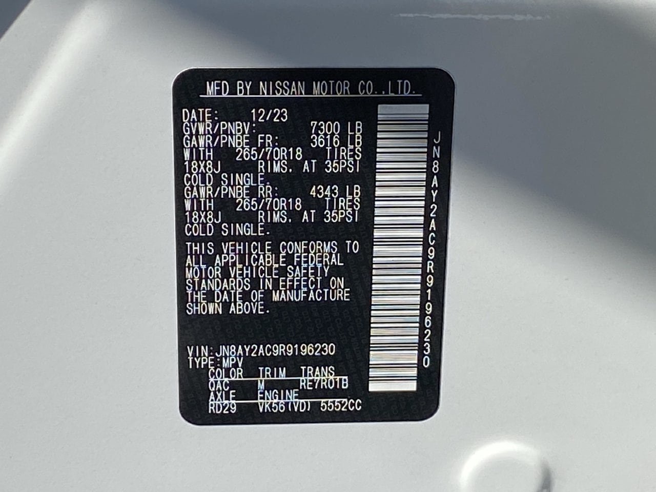 Used 2024 Nissan Armada SV w/ Cargo Package RWD image 12