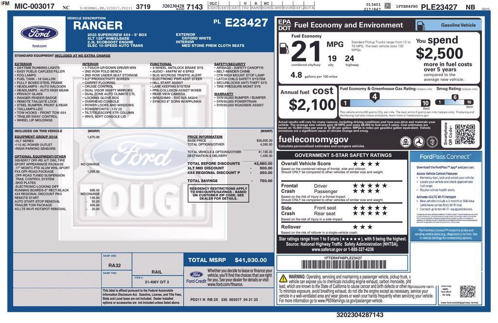 Used 2023 Ford Ranger XLT w/ Equipment Group 301A Mid AWD/4WD image 25