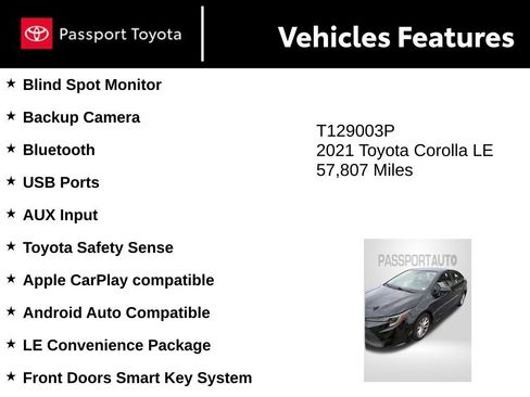 Used 2021 Toyota Corolla LE w/ LE Convenience Package FWD image 5