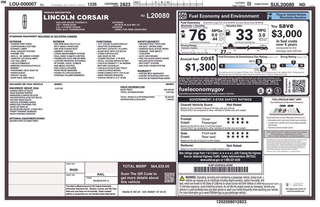 New 2025 Lincoln Corsair Grand Touring w/ Equipment Group 302A AWD/4WD image 32