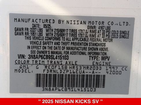Certified 2025 Nissan Kicks SV AWD/4WD image 39