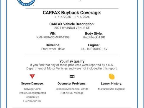 Certified 2021 Hyundai Venue SE image 2