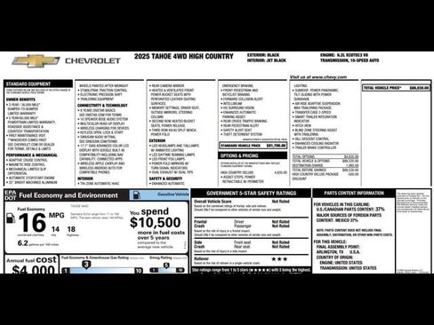 Used 2025 Chevrolet Tahoe High Country AWD/4WD image 3