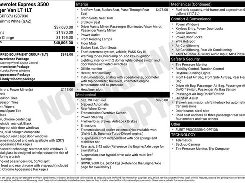 Used 2018 Chevrolet Express 3500 LT w/ LT Preferred Equipment Group image 5