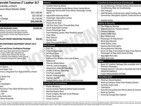 Certified 2020 Chevrolet Traverse LT w/ LT Premium Package image 33