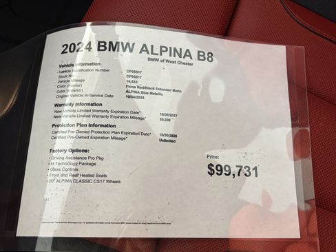 Certified 2024 BMW ALPINA B8 xDrive Gran Coupe AWD/4WD image 19