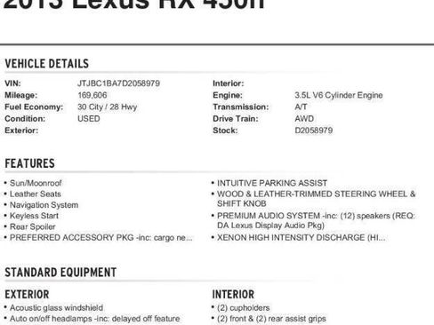 Used 2013 Lexus RX 450h Base AWD 4dr SUV w/ Navigation Pkg image 3
