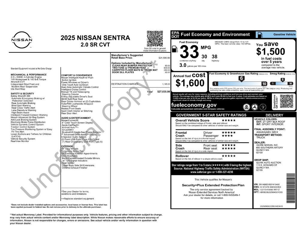 Used 2025 Nissan Sentra SR FWD image 2