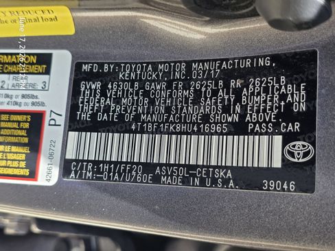 Used 2017 Toyota Camry SE FWD image 32