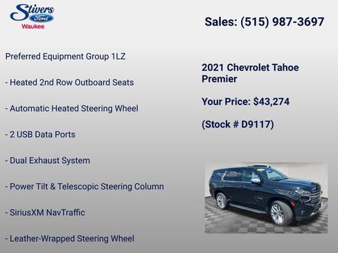 Used 2021 Chevrolet Tahoe Premier w/ Premium Package AWD/4WD image 13