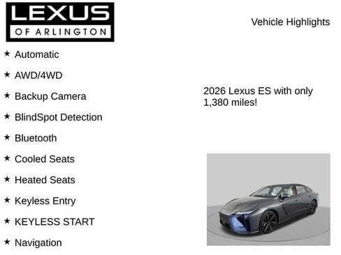 Certified 2026 Lexus ES 500e w/ Convenience Package AWD/4WD image 7