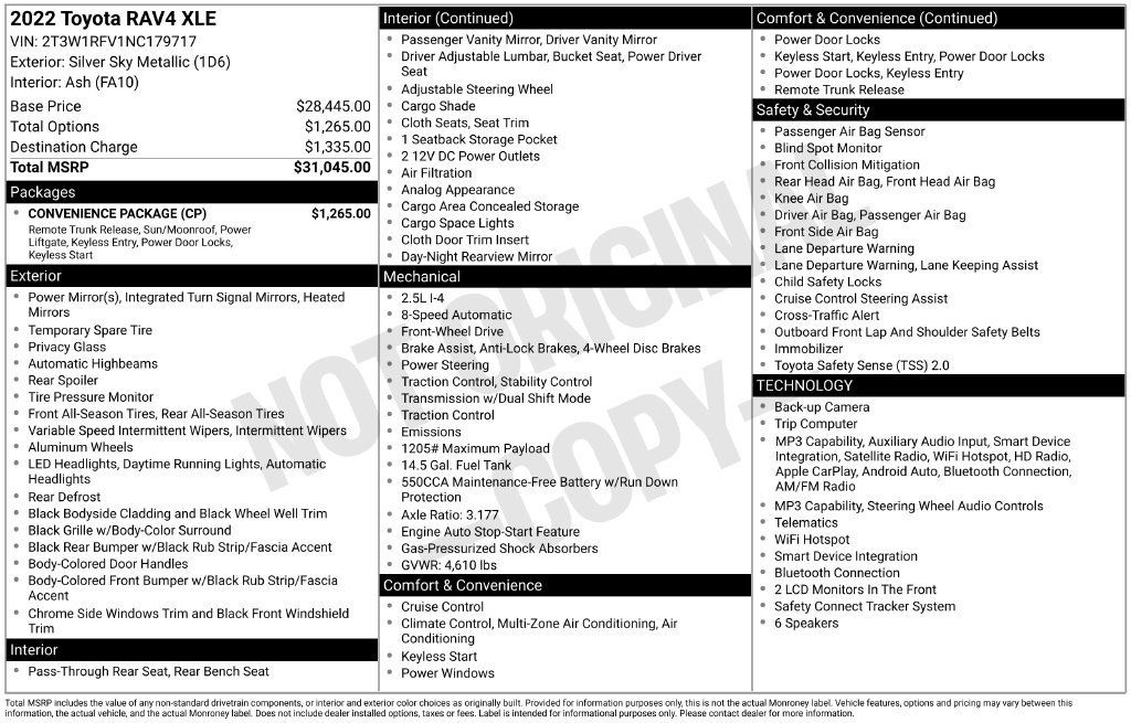 Used 2022 Toyota RAV4 XLE w/ Convenience Package FWD image 10