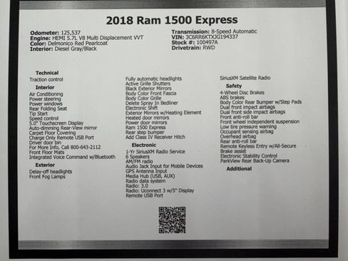 Used 2018 RAM 1500 Express w/ Express Value Package RWD image 48