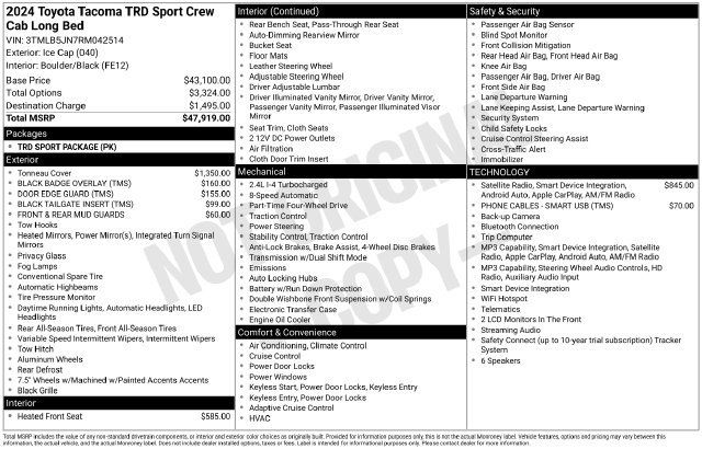Certified 2024 Toyota Tacoma TRD Sport AWD/4WD image 33