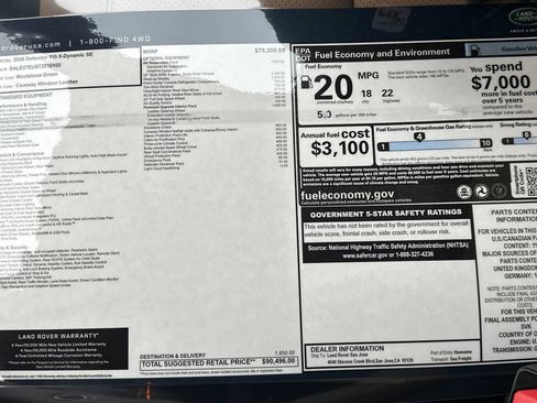New 2026 Land Rover Defender 110 X-Dynamic SE image 29