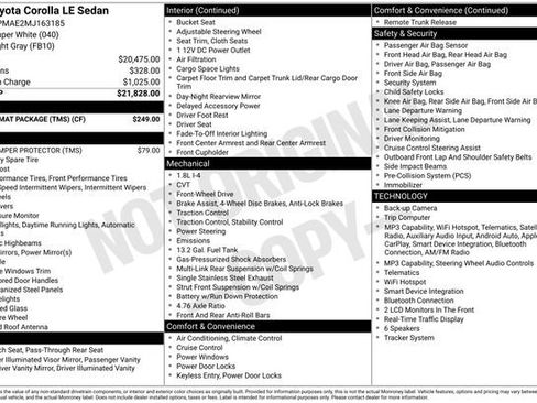Used 2021 Toyota Corolla LE w/ Carpet Mat Package (TMS) FWD image 6