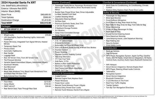 Certified 2024 Hyundai Santa Fe XRT AWD/4WD image 37